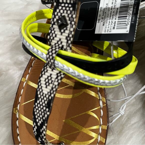 NEW Sam & Libby Kylie Multicolor Stud Strap Ankle Wrap Flat Thong Sandal 5.5 NWT - Picture 6 of 13